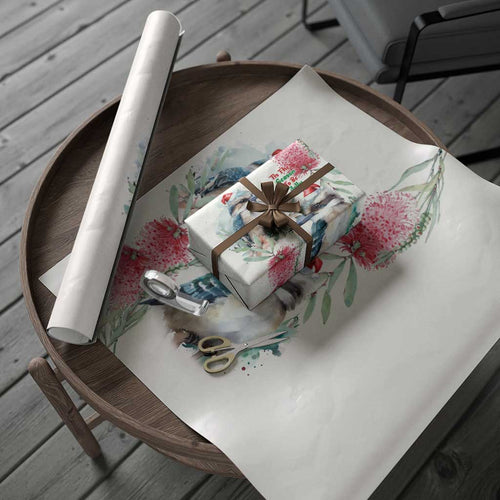 Australia Christmas Wrapping Paper Jolly Kookaburra Bottlebrush Watercolor - Aussie Hoodie