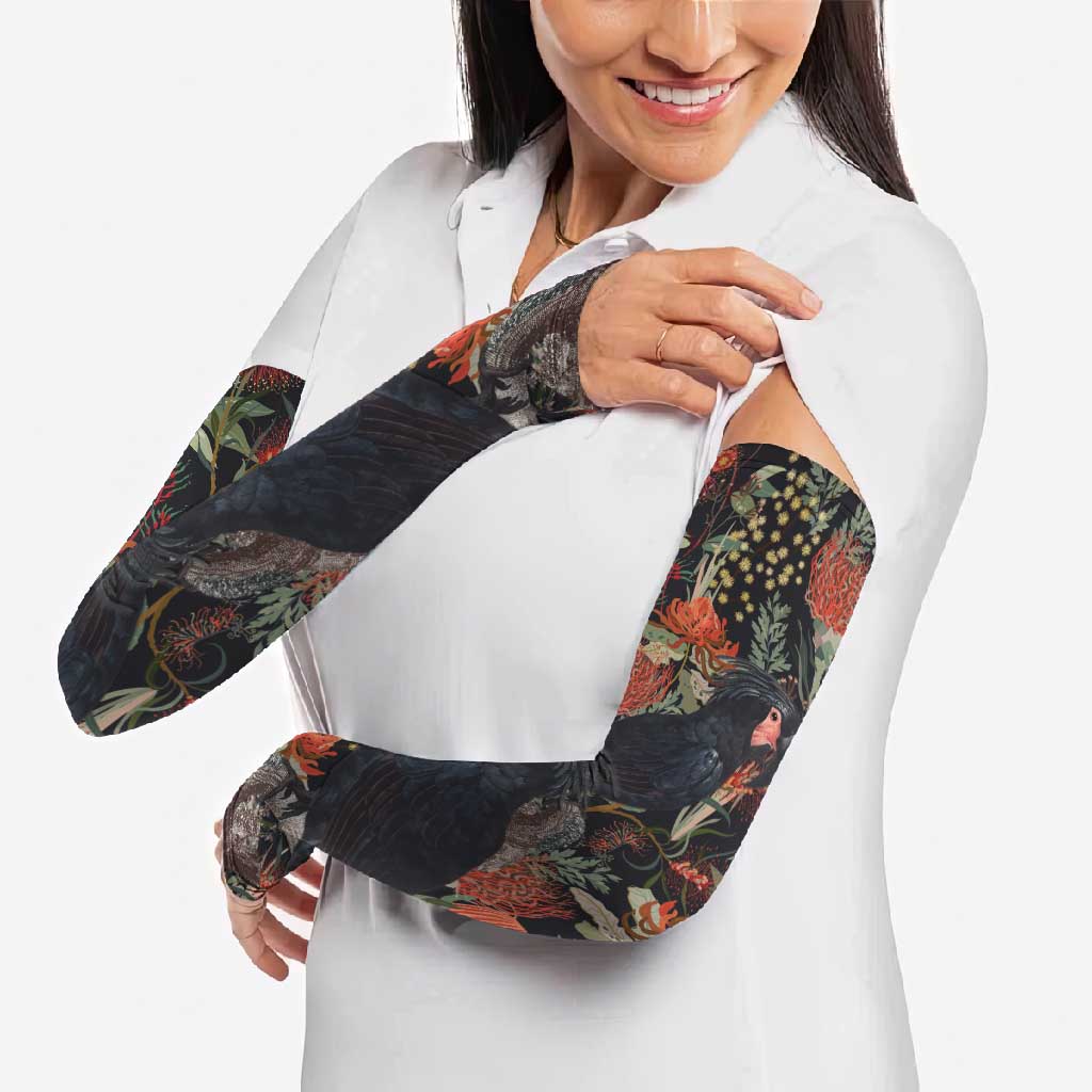 Australia Palm Cockatoo Arm Sleeves Aussie Native Flowers - Aussie Hoodie