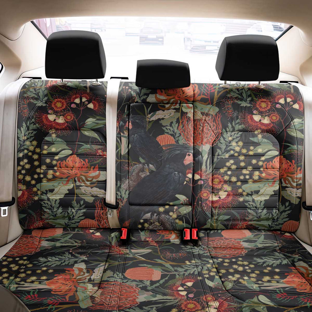 Australia Palm Cockatoo Back Car Seat Cover Aussie Native Flowers - Aussie Hoodie