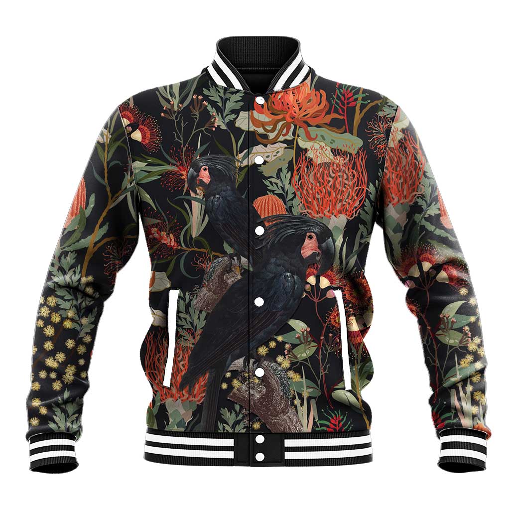 Australia Palm Cockatoo Baseball Jacket Aussie Native Flowers - Aussie Hoodie