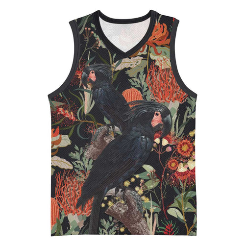 Australia Palm Cockatoo Basketball Jersey Aussie Native Flowers - Aussie Hoodie