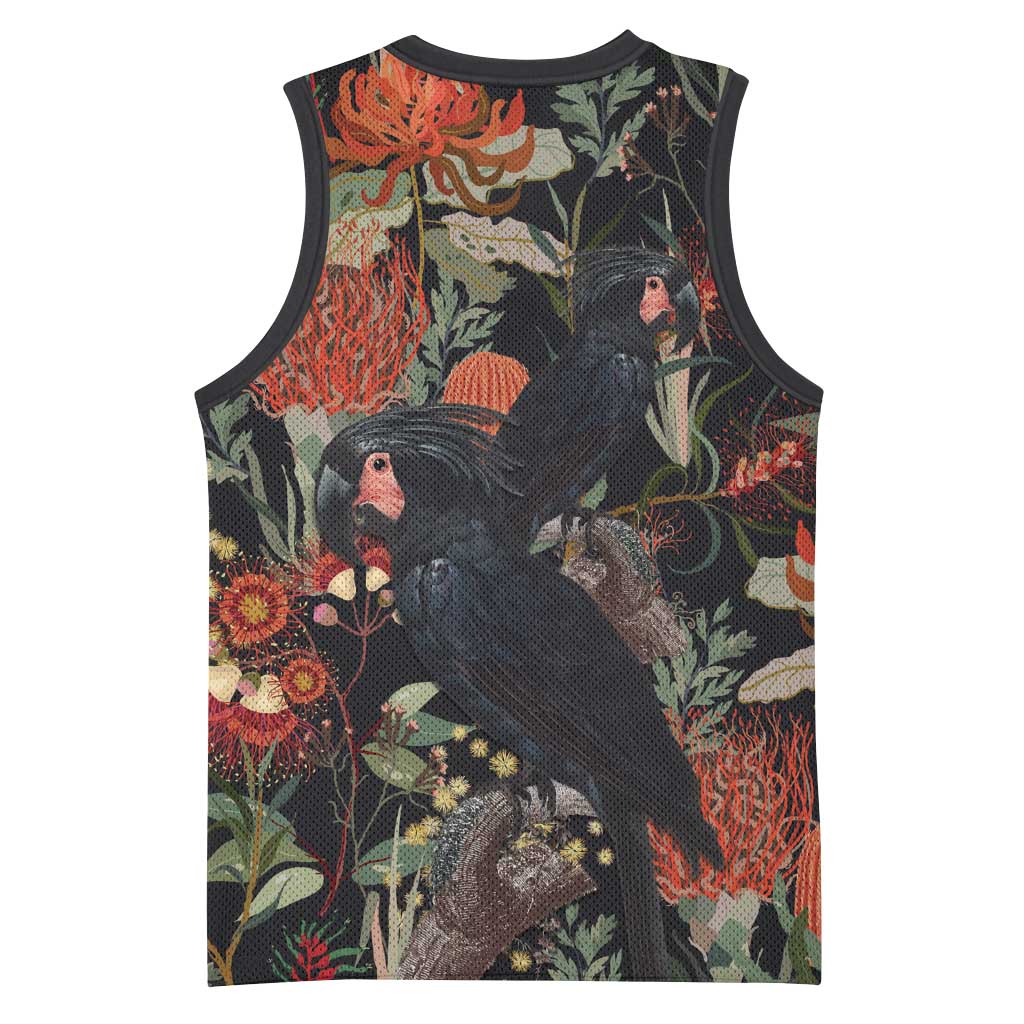 Australia Palm Cockatoo Basketball Jersey Aussie Native Flowers - Aussie Hoodie