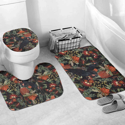 Australia Palm Cockatoo Bathroom Set Aussie Native Flowers - Aussie Hoodie