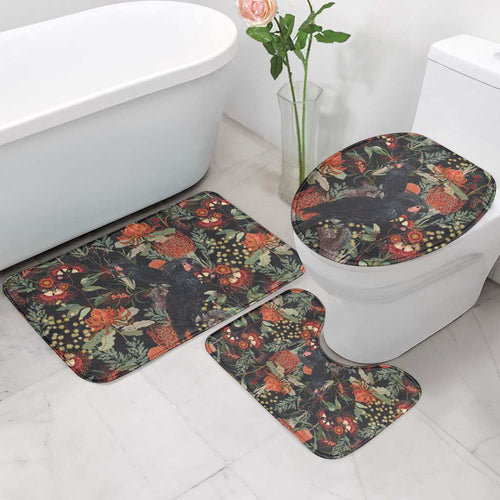 Australia Palm Cockatoo Bathroom Set Aussie Native Flowers - Aussie Hoodie