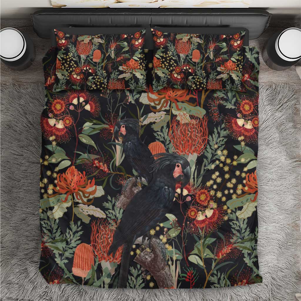 Australia Palm Cockatoo Bedding Set Aussie Native Flowers - Aussie Hoodie