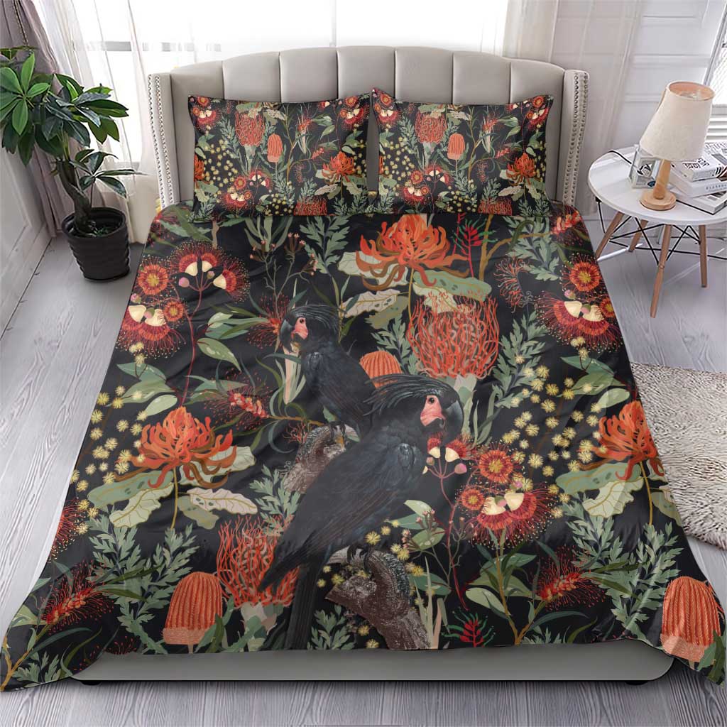 Australia Palm Cockatoo Bedding Set Aussie Native Flowers - Aussie Hoodie