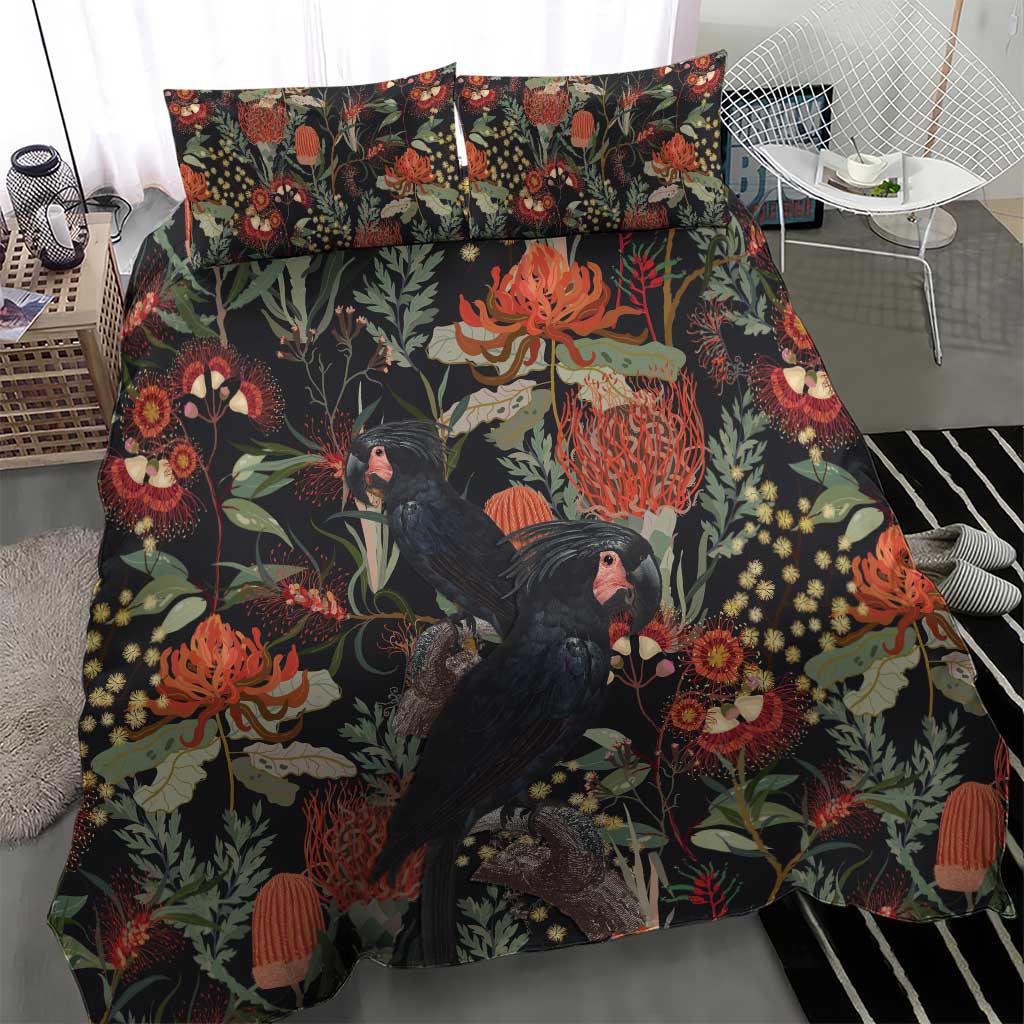 Australia Palm Cockatoo Bedding Set Aussie Native Flowers - Aussie Hoodie