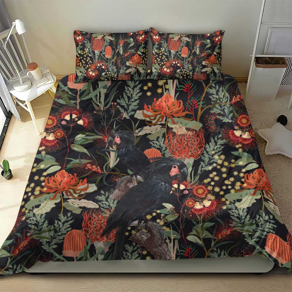 Australia Palm Cockatoo Bedding Set Aussie Native Flowers - Aussie Hoodie