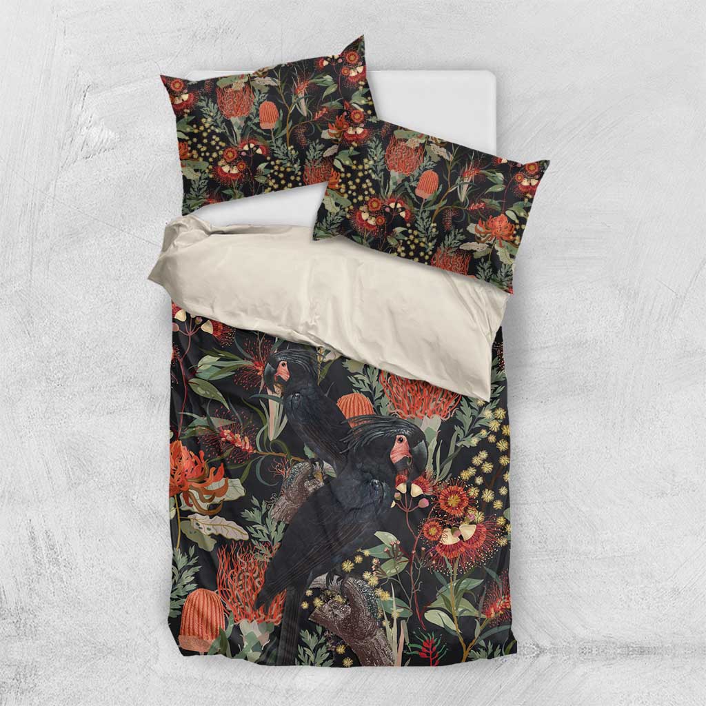 Australia Palm Cockatoo Bedding Set Aussie Native Flowers - Aussie Hoodie