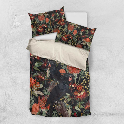 Australia Palm Cockatoo Bedding Set Aussie Native Flowers - Aussie Hoodie