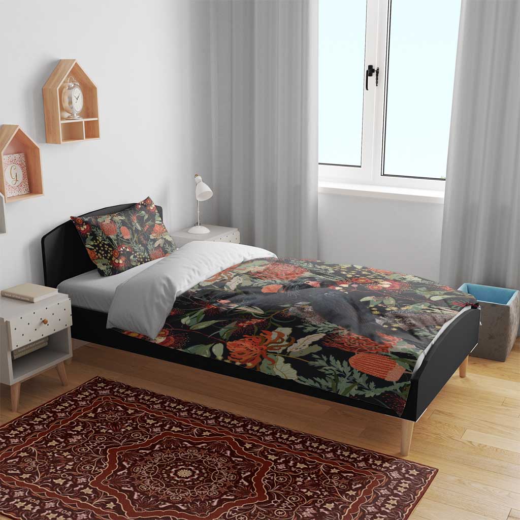 Australia Palm Cockatoo Bedding Set Aussie Native Flowers - Aussie Hoodie