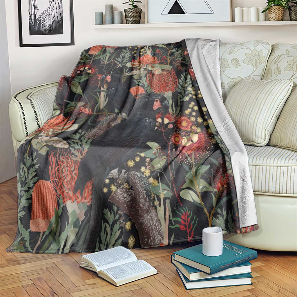Australia Palm Cockatoo Blanket Aussie Native Flowers - Aussie Hoodie