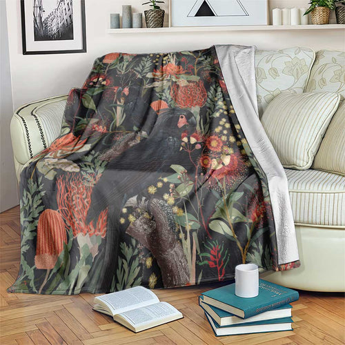 Australia Palm Cockatoo Blanket Aussie Native Flowers - Aussie Hoodie