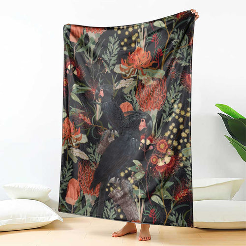 Australia Palm Cockatoo Blanket Aussie Native Flowers - Aussie Hoodie