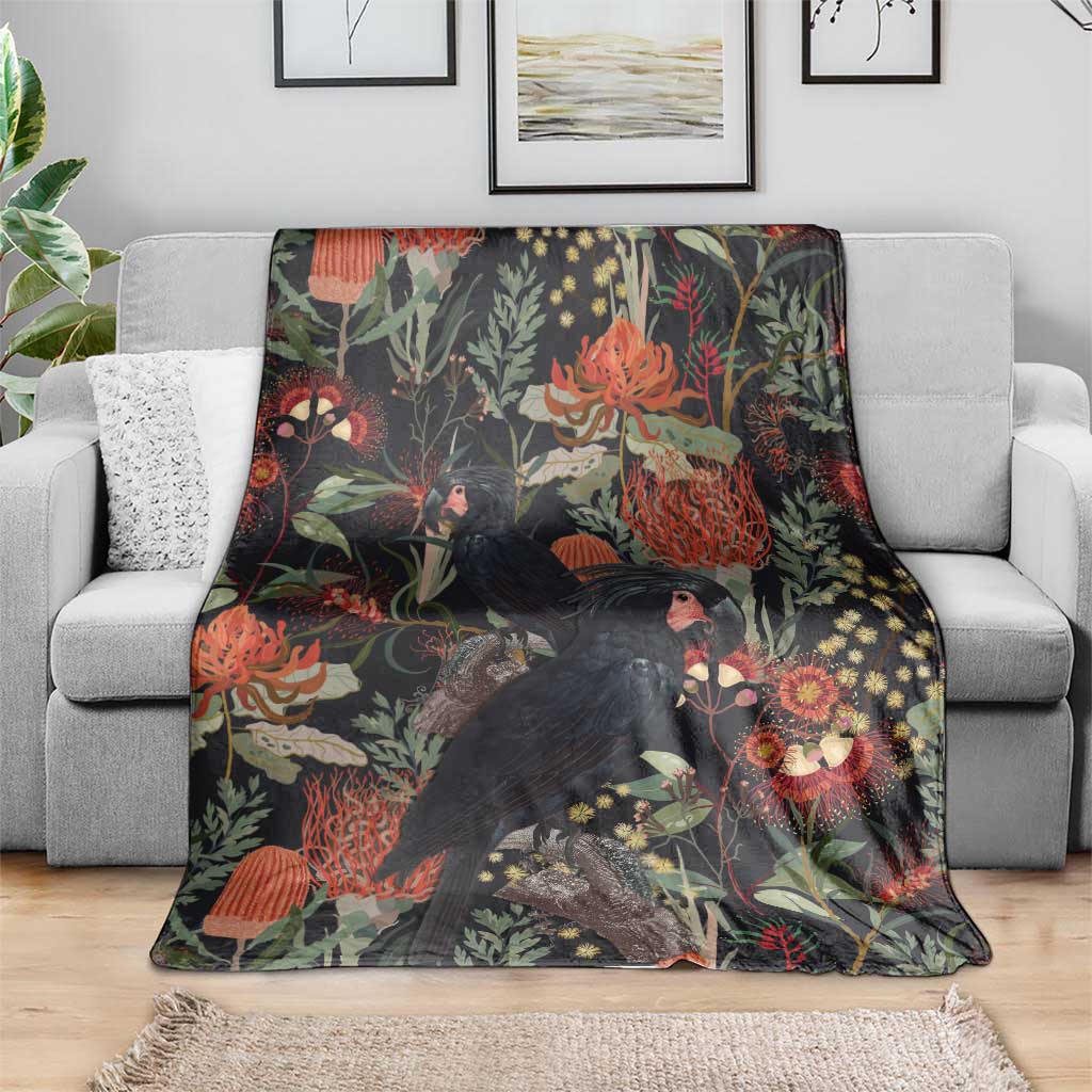 Australia Palm Cockatoo Blanket Aussie Native Flowers - Aussie Hoodie