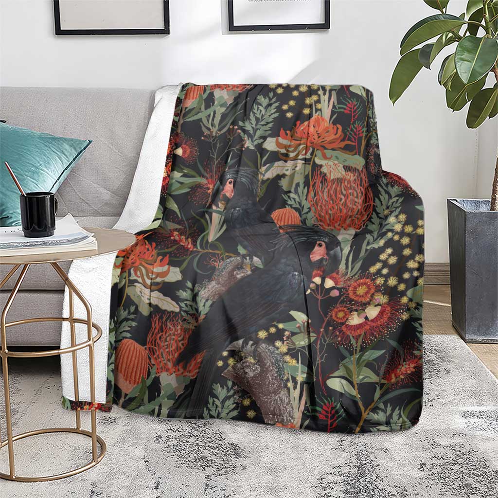 Australia Palm Cockatoo Blanket Aussie Native Flowers - Aussie Hoodie