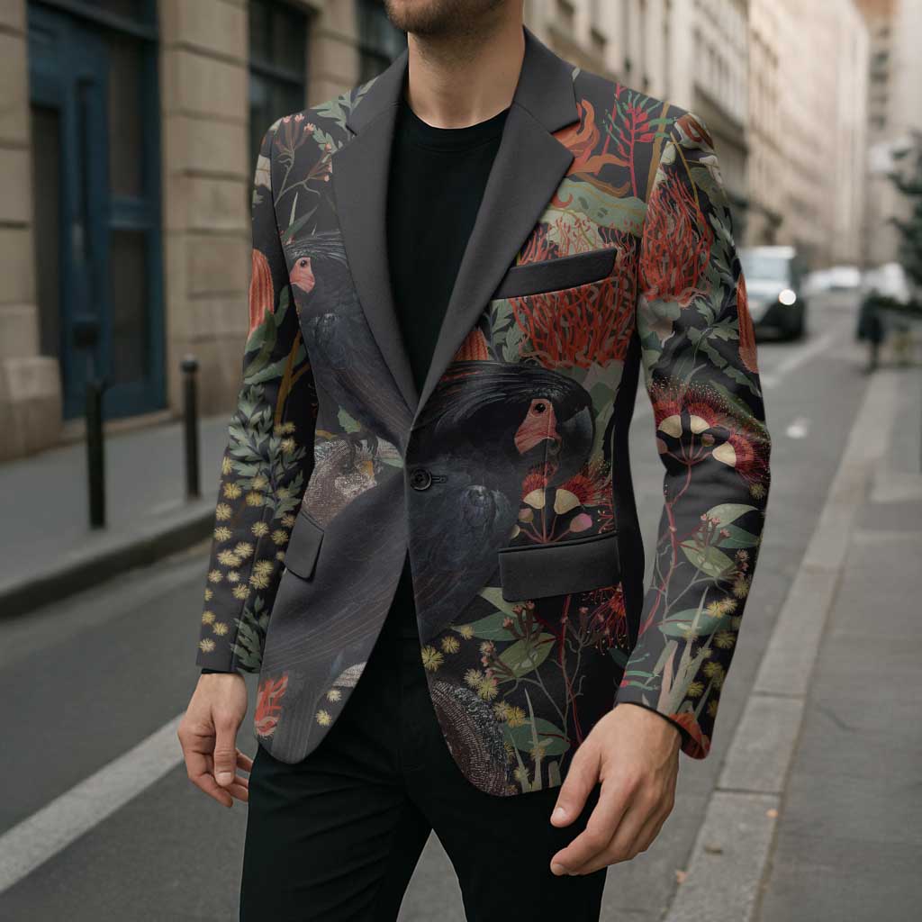 Australia Palm Cockatoo Blazer Aussie Native Flowers - Aussie Hoodie