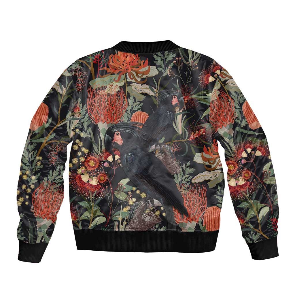 Australia Palm Cockatoo Bomber Jacket Aussie Native Flowers - Aussie Hoodie