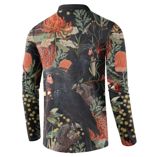 Australia Palm Cockatoo Button Sweatshirt Aussie Native Flowers - Aussie Hoodie