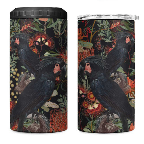 Australia Palm Cockatoo 4 in 1 Can Cooler Tumbler Aussie Native Flowers - Aussie Hoodie
