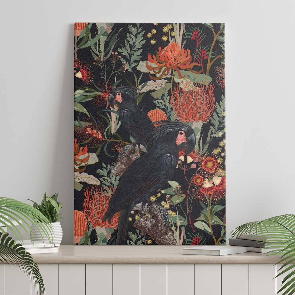 Australia Palm Cockatoo Canvas Wall Art Aussie Native Flowers - Aussie Hoodie