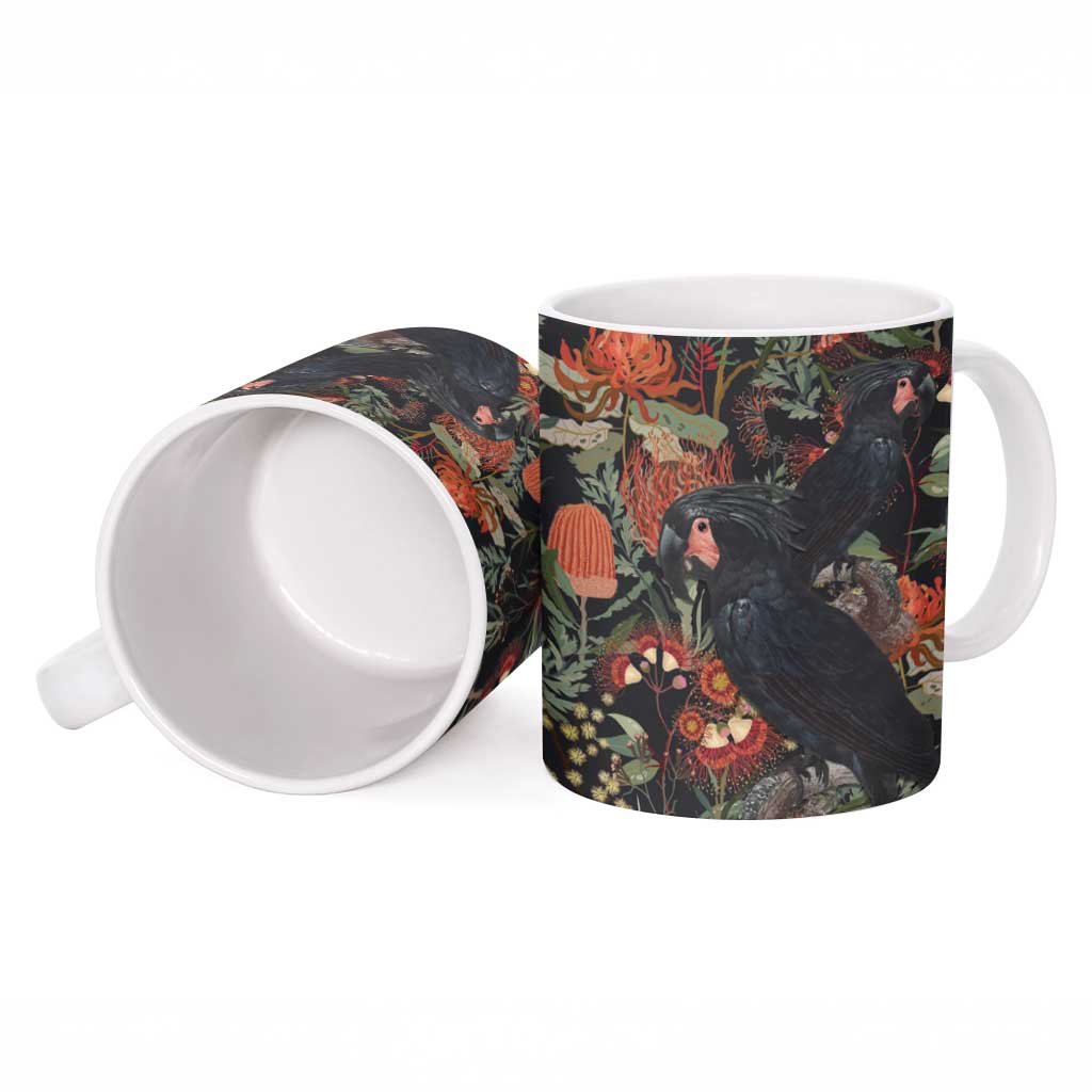 Australia Palm Cockatoo Ceramic Mug Aussie Native Flowers - Aussie Hoodie