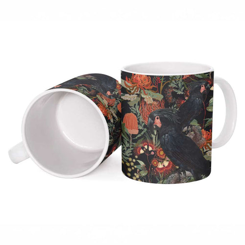 Australia Palm Cockatoo Ceramic Mug Aussie Native Flowers - Aussie Hoodie