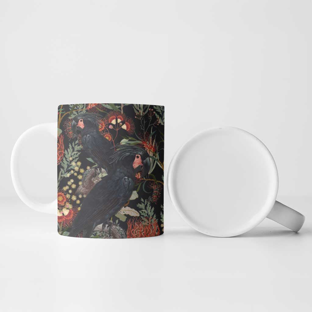 Australia Palm Cockatoo Ceramic Mug Aussie Native Flowers - Aussie Hoodie