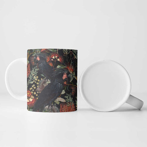 Australia Palm Cockatoo Ceramic Mug Aussie Native Flowers - Aussie Hoodie