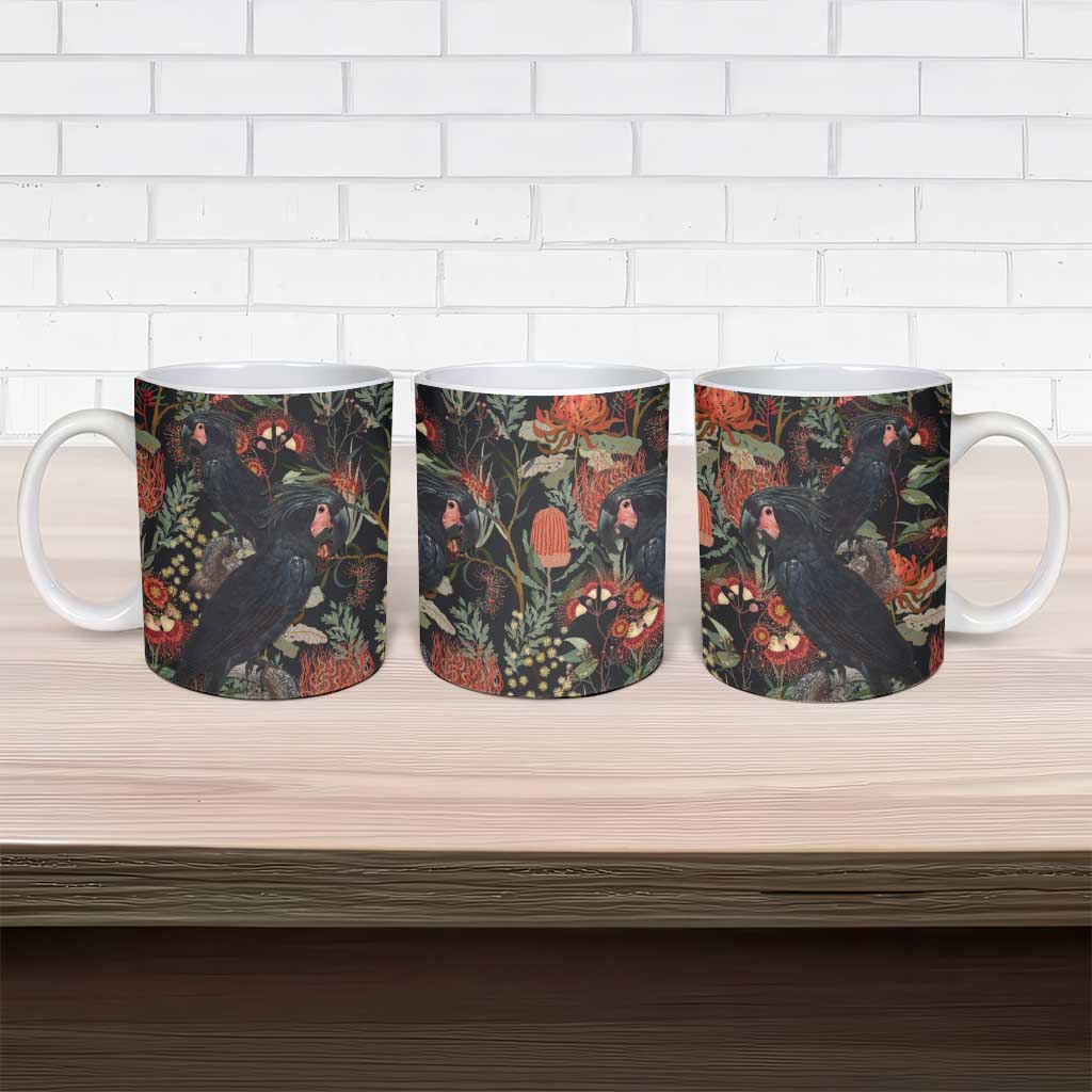 Australia Palm Cockatoo Ceramic Mug Aussie Native Flowers - Aussie Hoodie