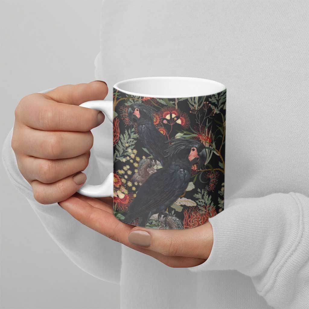 Australia Palm Cockatoo Ceramic Mug Aussie Native Flowers - Aussie Hoodie