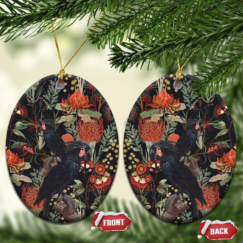 Australia Palm Cockatoo Ceramic Ornament Aussie Native Flowers - Aussie Hoodie