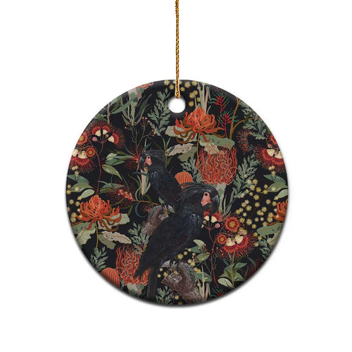 Australia Palm Cockatoo Ceramic Ornament Aussie Native Flowers - Aussie Hoodie