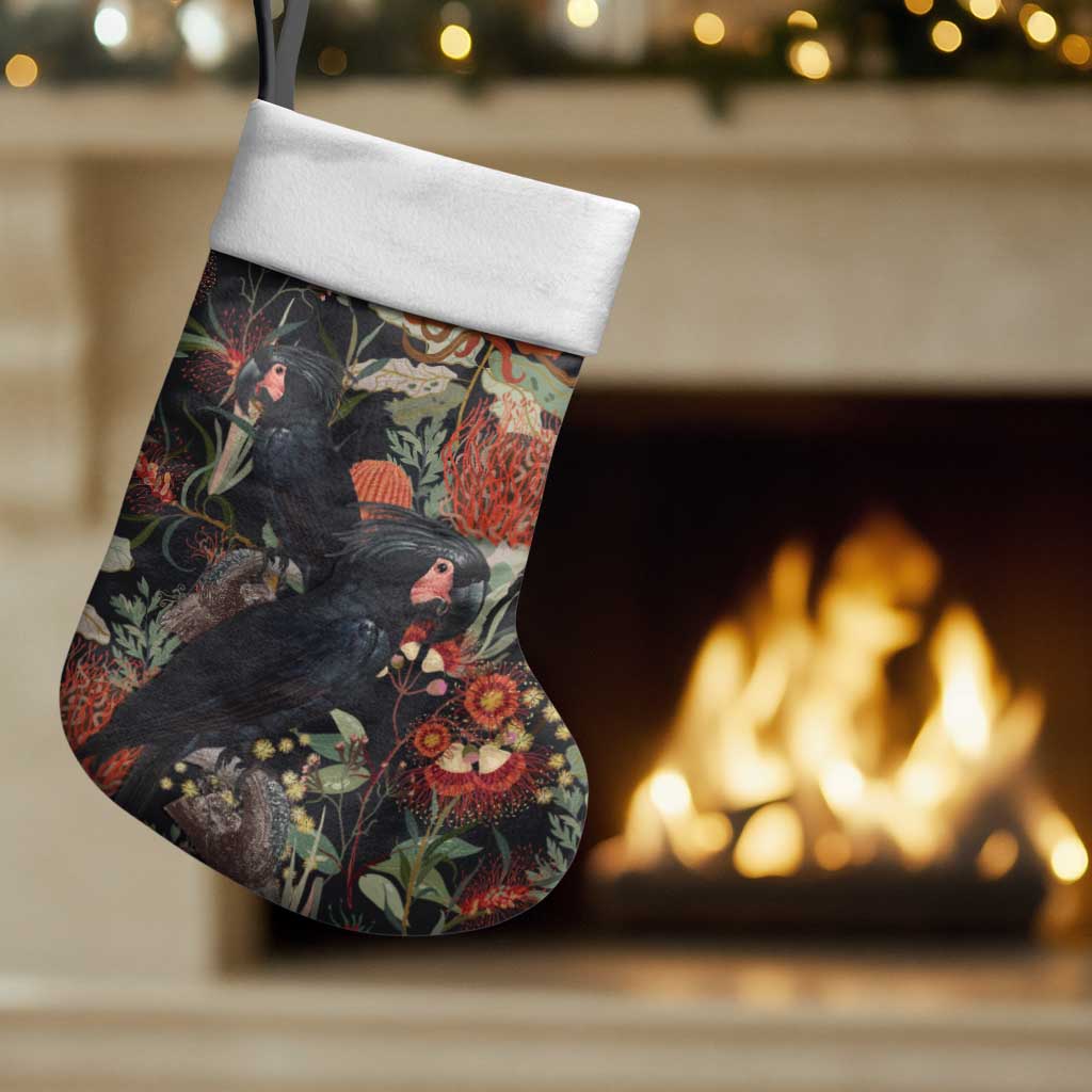 Australia Palm Cockatoo Christmas Stocking Aussie Native Flowers - Aussie Hoodie