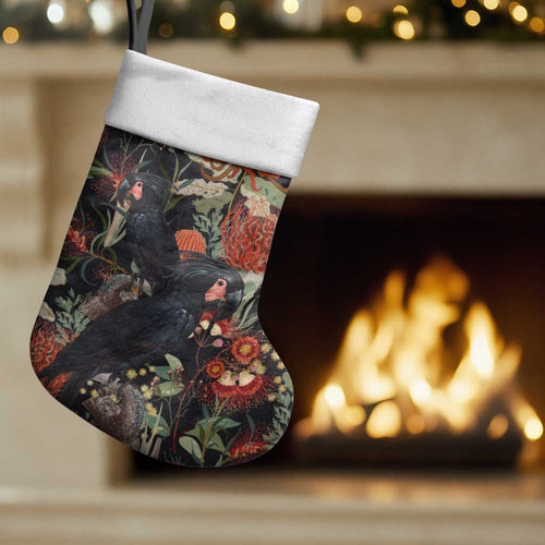 Australia Palm Cockatoo Christmas Stocking Aussie Native Flowers - Aussie Hoodie