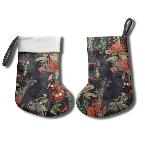 Australia Palm Cockatoo Christmas Stocking Aussie Native Flowers - Aussie Hoodie