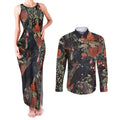 Australia Palm Cockatoo Couples Matching Tank Maxi Dress and Long Sleeve Button Shirt Aussie Native Flowers - Aussie Hoodie