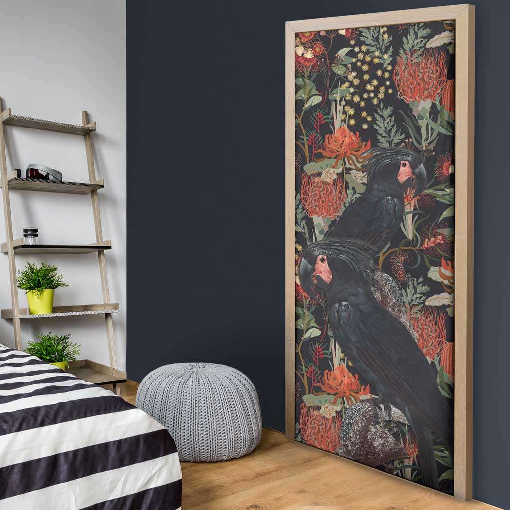 Australia Palm Cockatoo Door Cover Aussie Native Flowers - Aussie Hoodie
