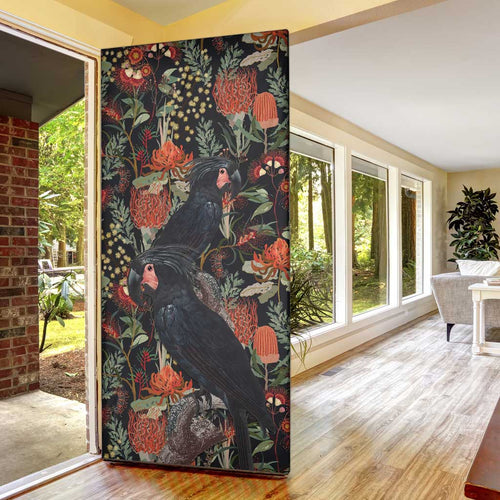 Australia Palm Cockatoo Door Cover Aussie Native Flowers - Aussie Hoodie
