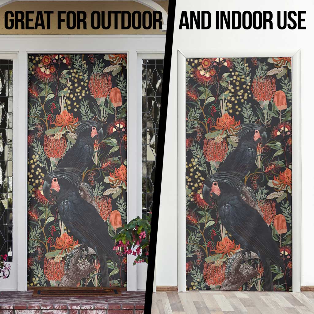 Australia Palm Cockatoo Door Cover Aussie Native Flowers - Aussie Hoodie