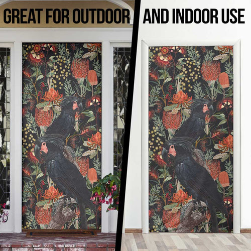 Australia Palm Cockatoo Door Cover Aussie Native Flowers - Aussie Hoodie