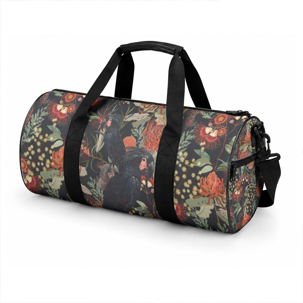 Australia Palm Cockatoo Duffle Bag Aussie Native Flowers