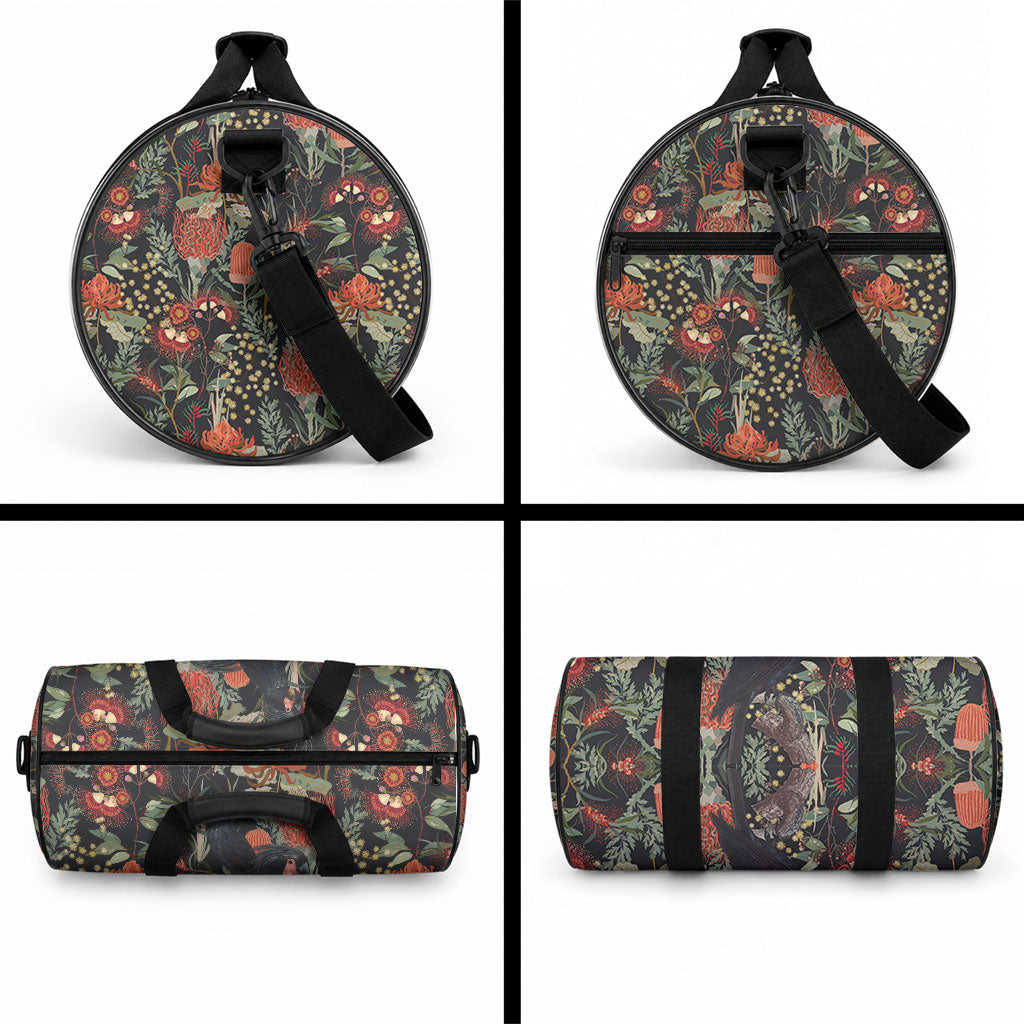 Australia Palm Cockatoo Duffle Bag Aussie Native Flowers