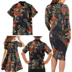 Australia Palm Cockatoo Family Matching Long Sleeve Bodycon Dress and Hawaiian Shirt Aussie Native Flowers - Aussie Hoodie