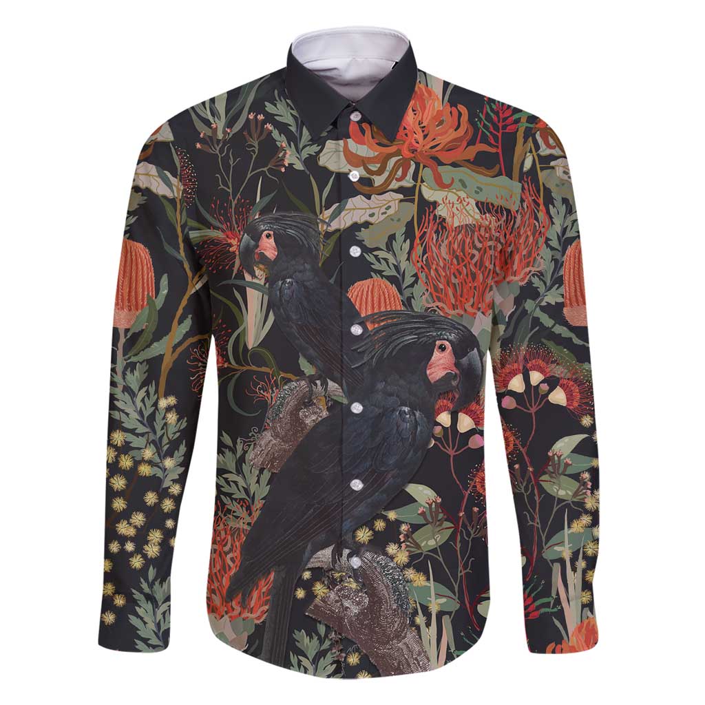 Australia Palm Cockatoo Family Matching Long Sleeve Bodycon Dress and Hawaiian Shirt Aussie Native Flowers - Aussie Hoodie