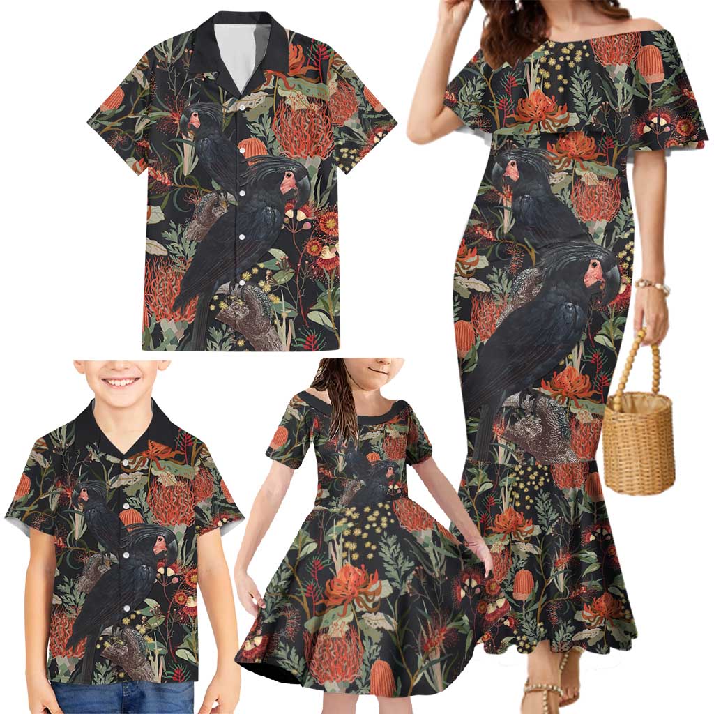 Australia Palm Cockatoo Family Matching Mermaid Dress and Hawaiian Shirt Aussie Native Flowers - Aussie Hoodie