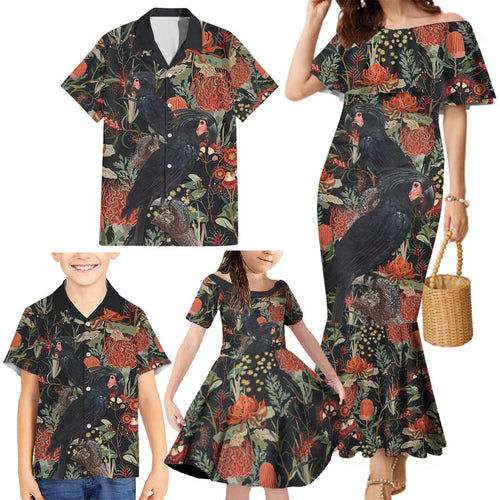 Australia Palm Cockatoo Family Matching Mermaid Dress and Hawaiian Shirt Aussie Native Flowers - Aussie Hoodie