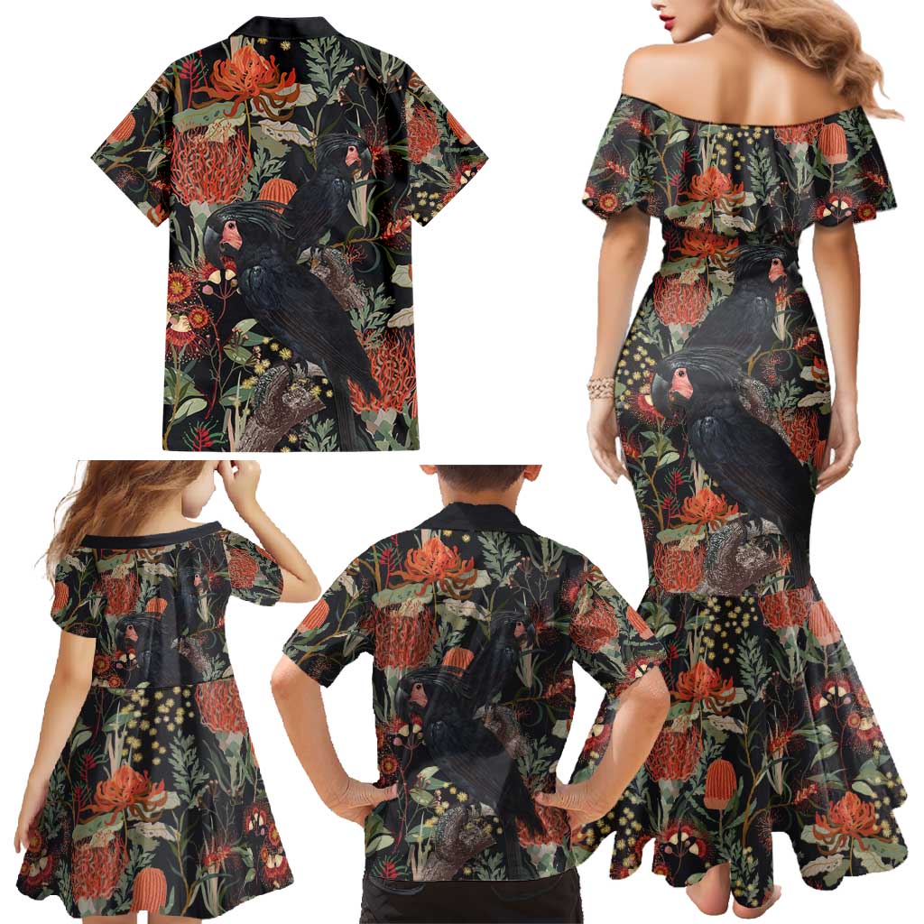 Australia Palm Cockatoo Family Matching Mermaid Dress and Hawaiian Shirt Aussie Native Flowers - Aussie Hoodie