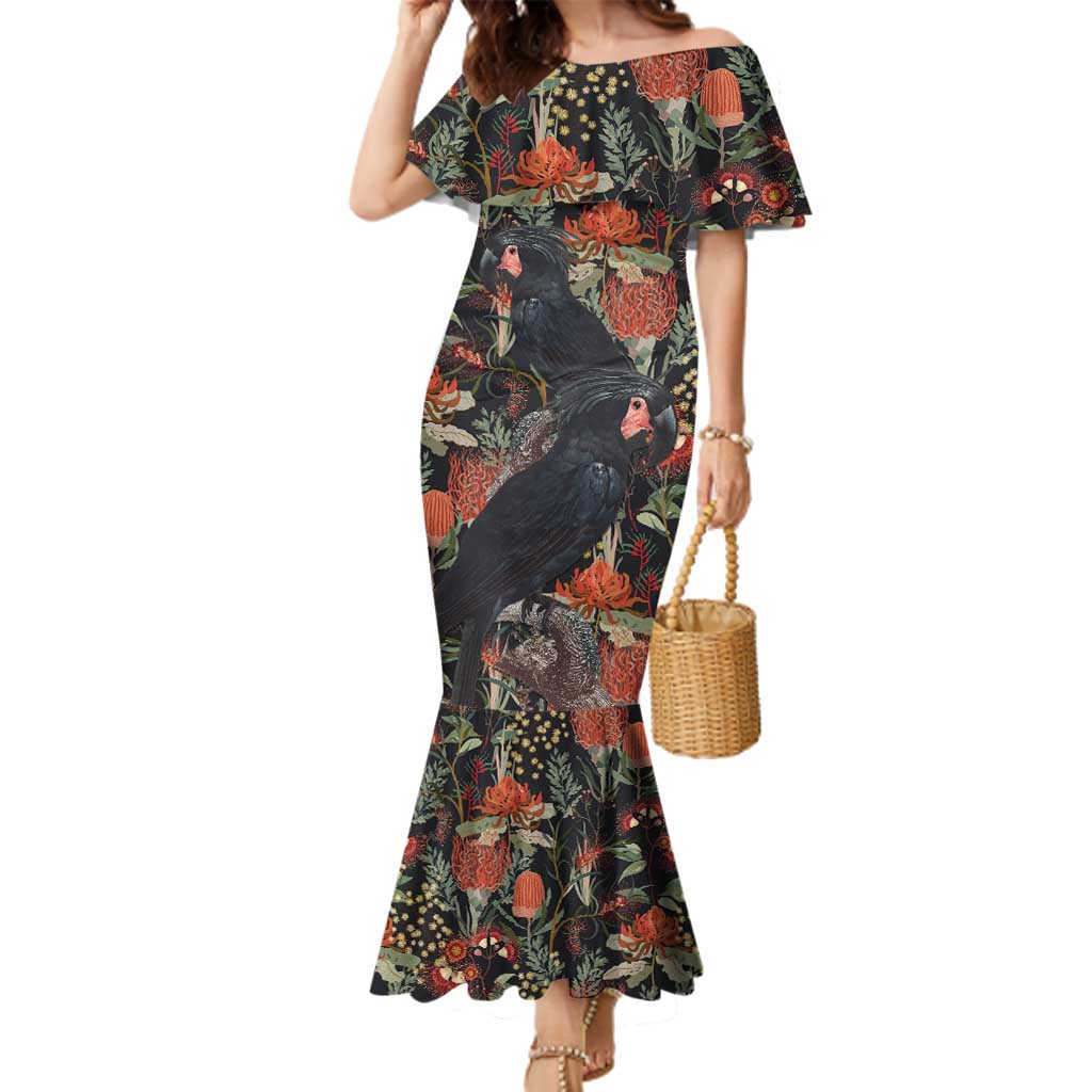 Australia Palm Cockatoo Family Matching Mermaid Dress and Hawaiian Shirt Aussie Native Flowers - Aussie Hoodie