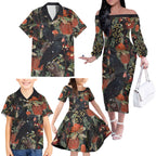 Australia Palm Cockatoo Family Matching Off The Shoulder Long Sleeve Dress and Hawaiian Shirt Aussie Native Flowers - Aussie Hoodie